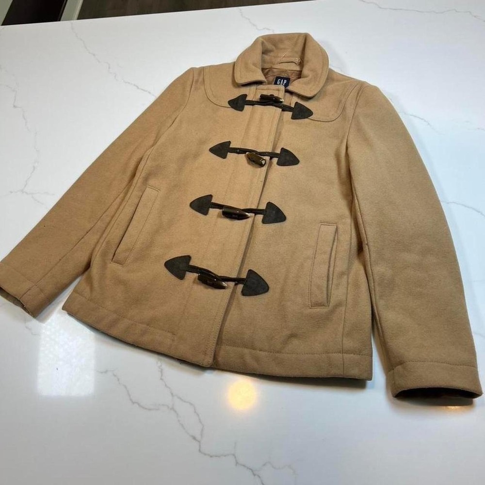Gap Toggle Coat Womens Camel Tan Wool Blend Duffle Jacket S